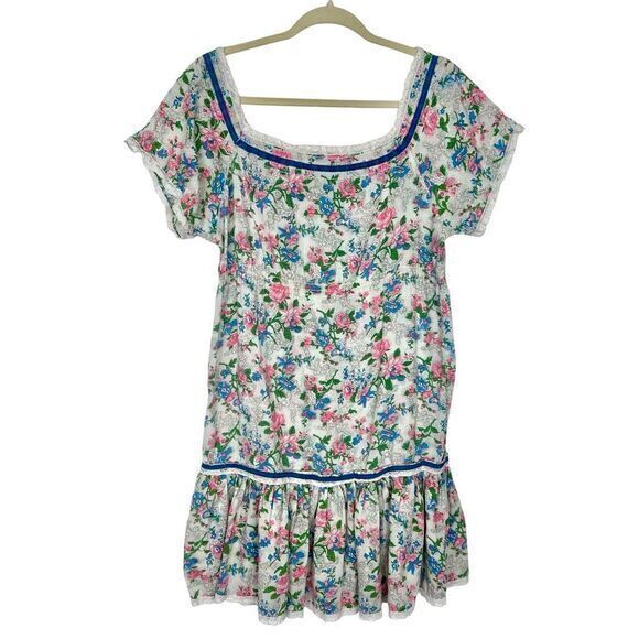 Vintage Dresses & Skirts - Vintage Youngland Dress Mini Square neck dainty Floral Short Sleeve Feminine M